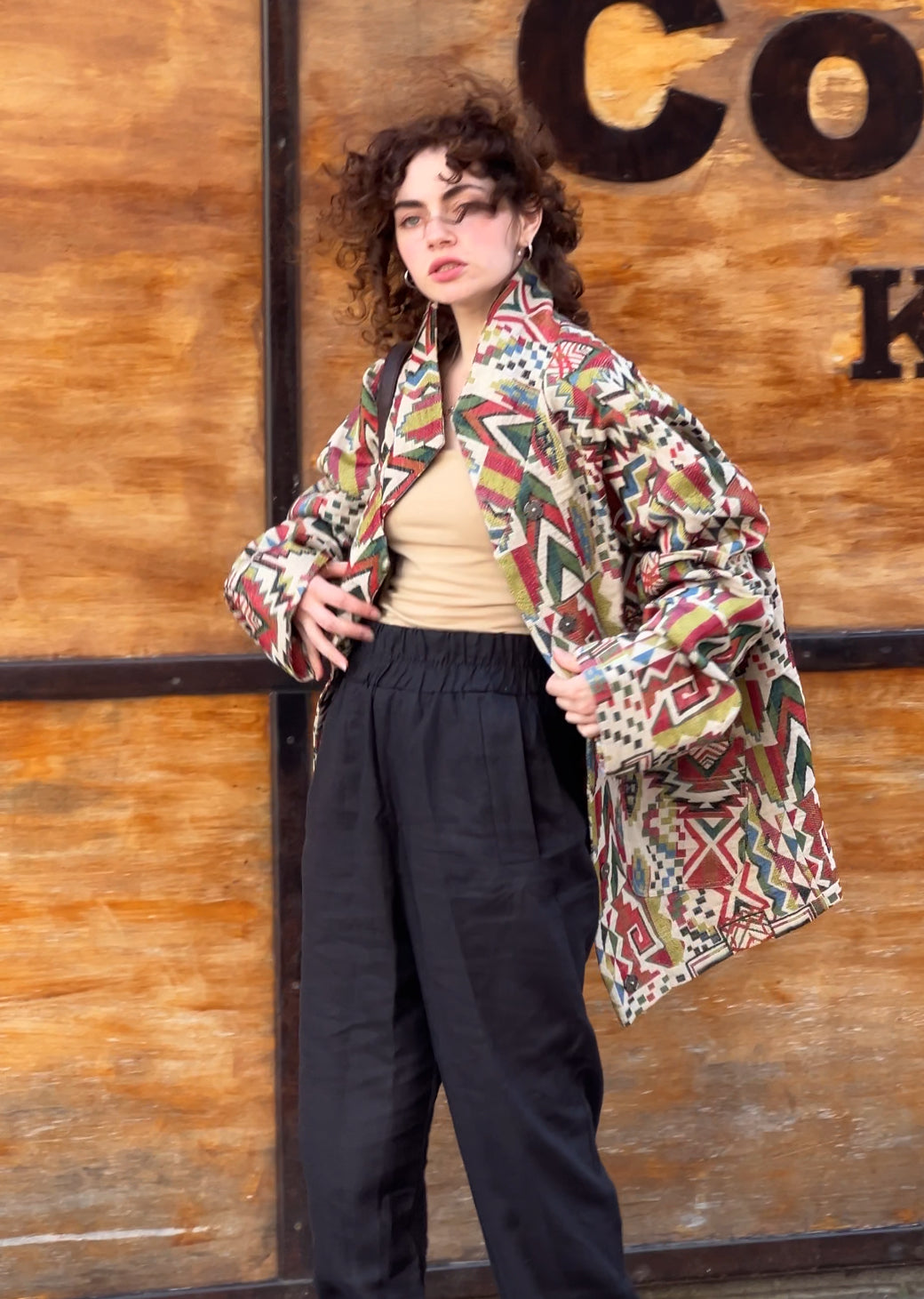 Unisex coat, geometric pattern, 2 colors