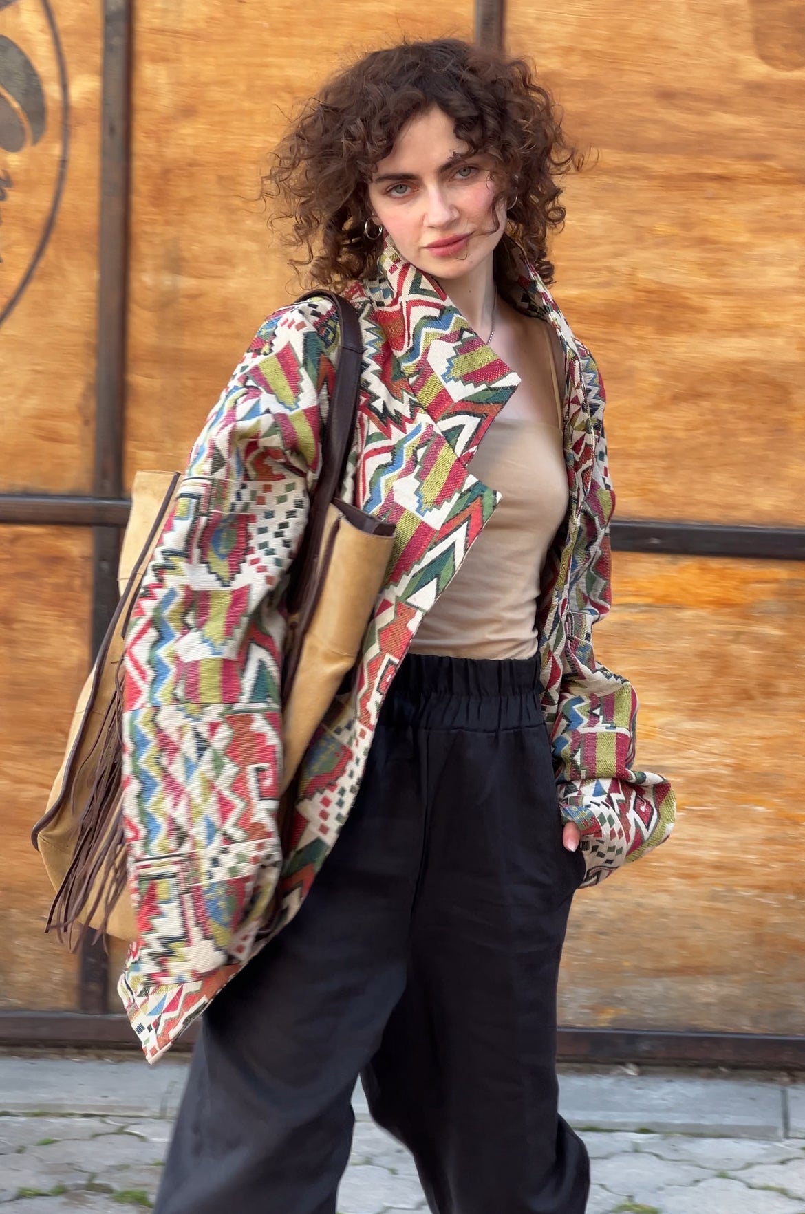 Unisex coat, geometric pattern, 2 colors