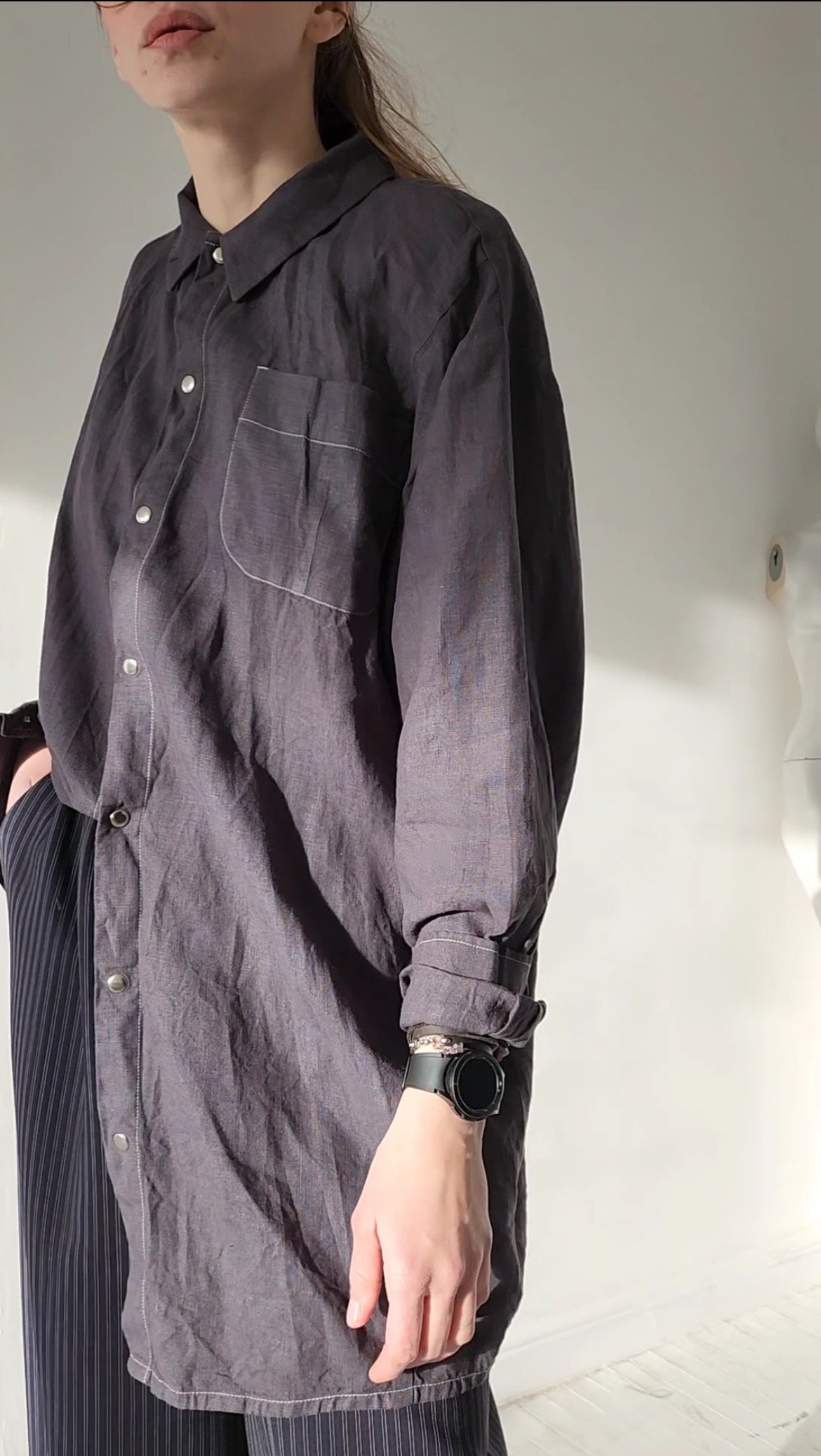 Oversize white linen shirt