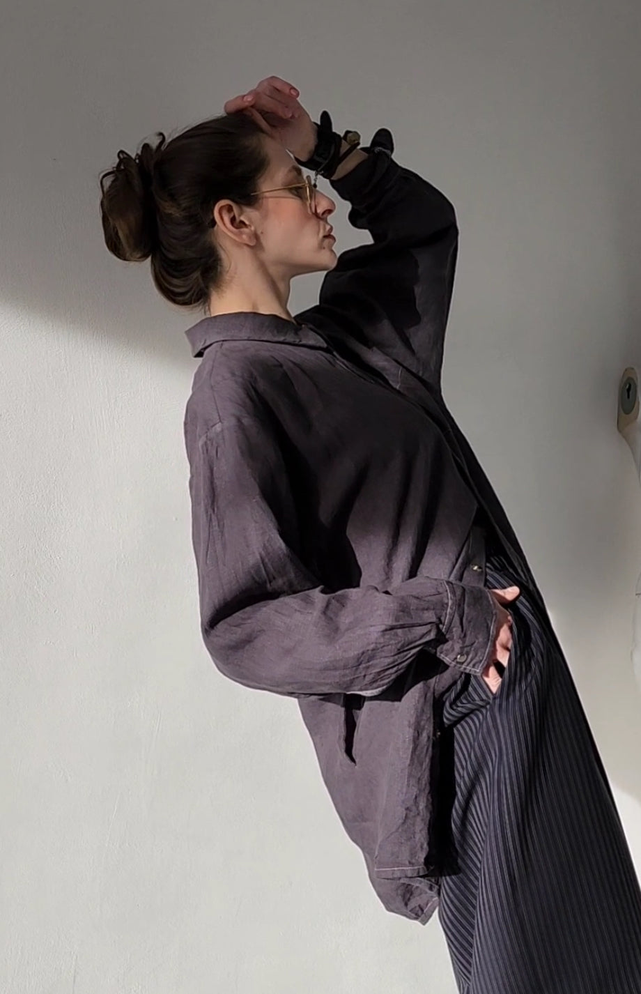 Oversize white linen shirt