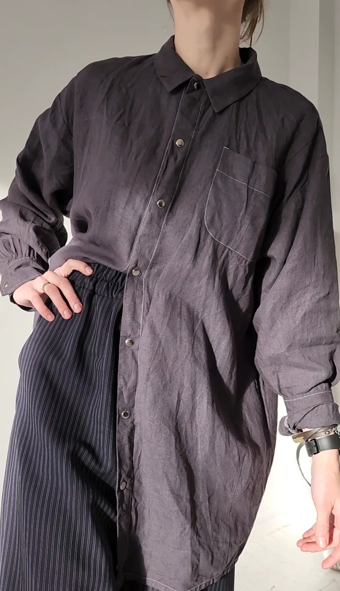 Oversize white linen shirt