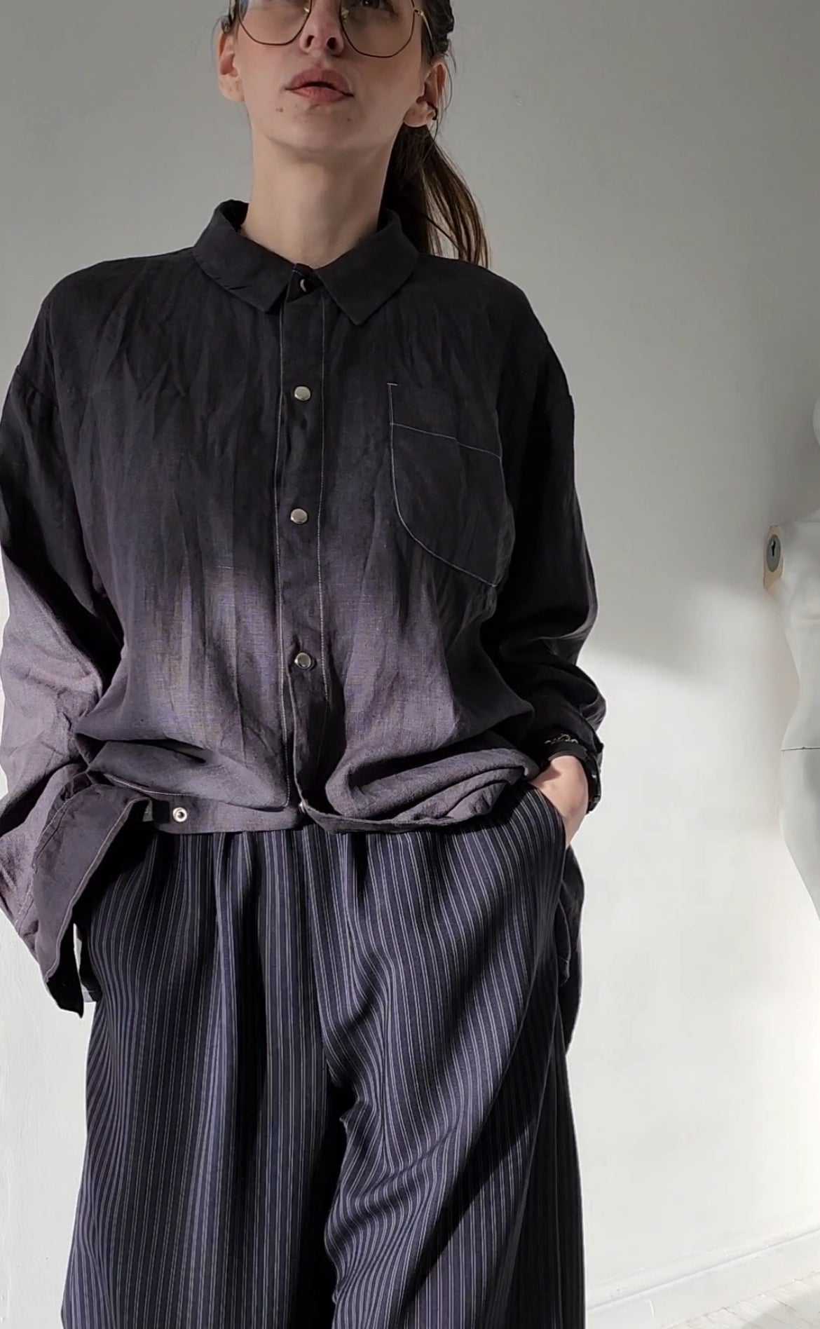 Oversize white linen shirt