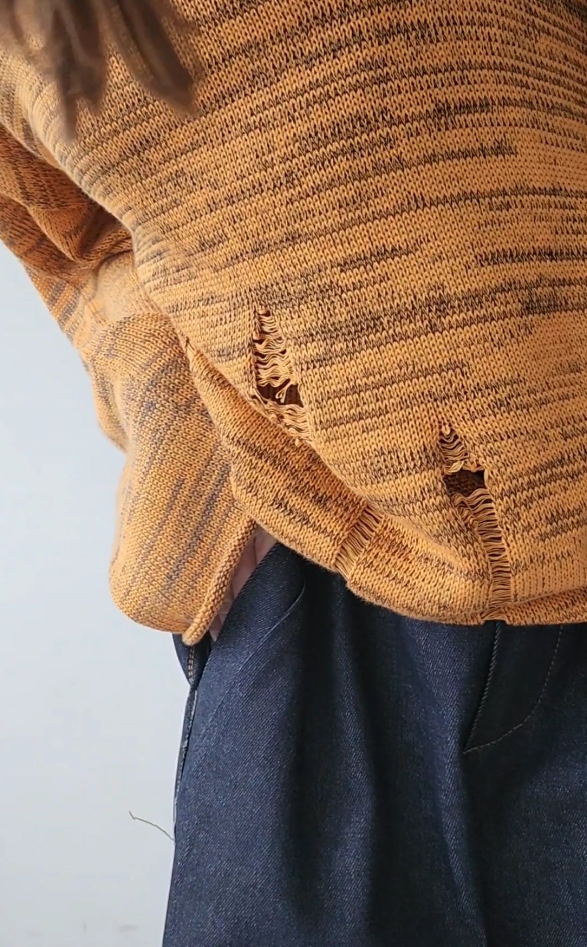 Orange-blue unisex long cotton sweater