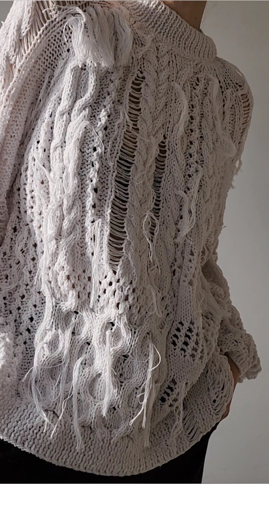 White cotton textured sweater