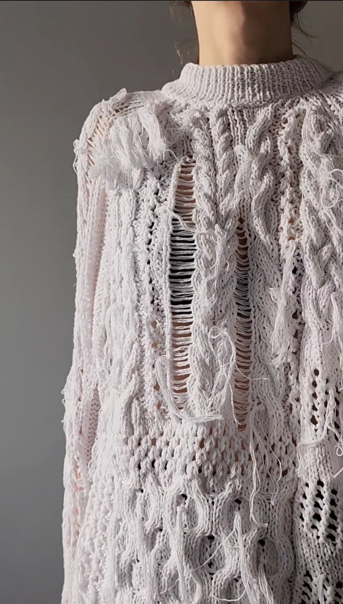 White cotton textured sweater