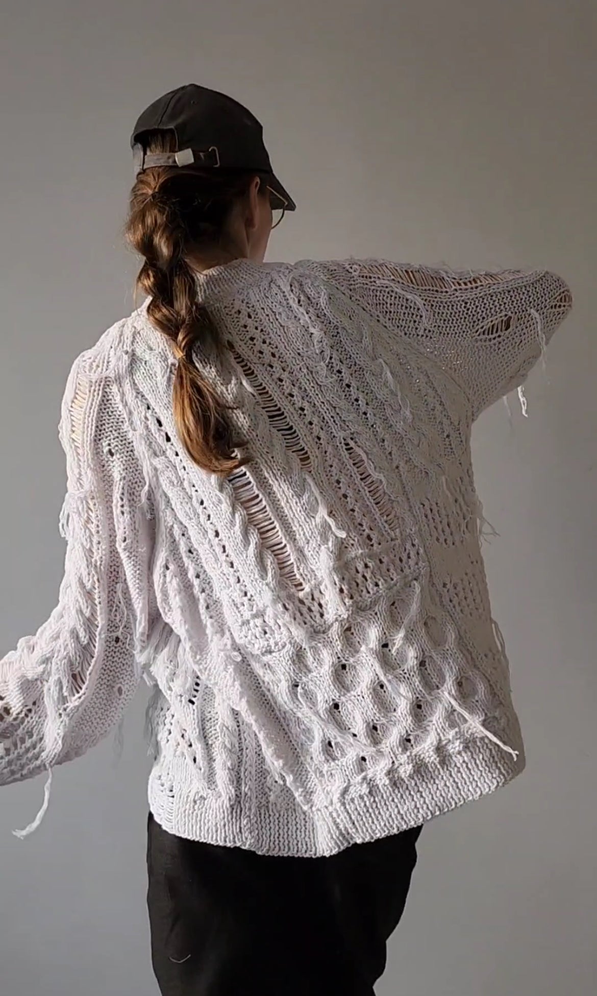 White cotton textured sweater