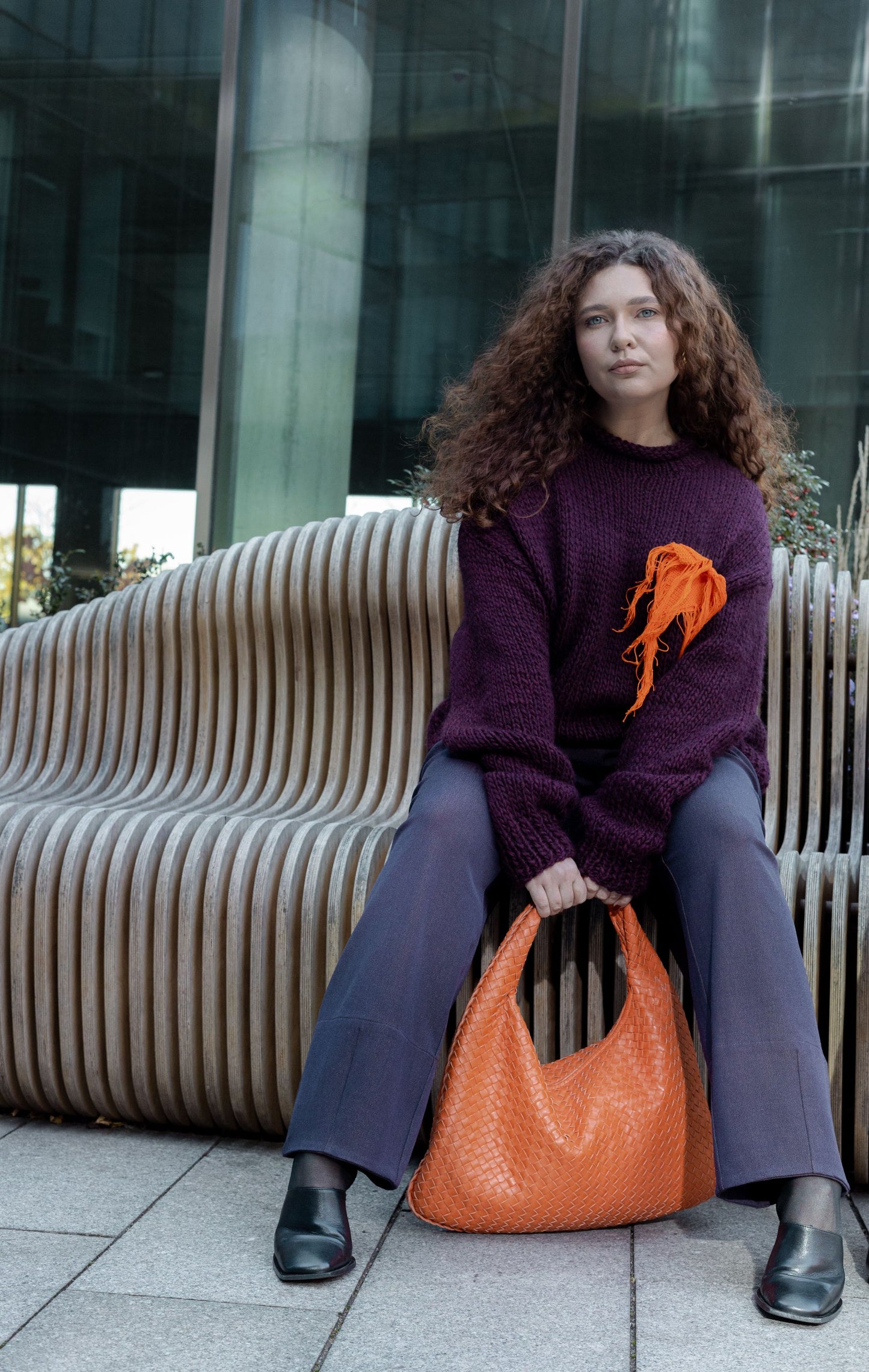 One Size voluminous burgundy woolen sweater