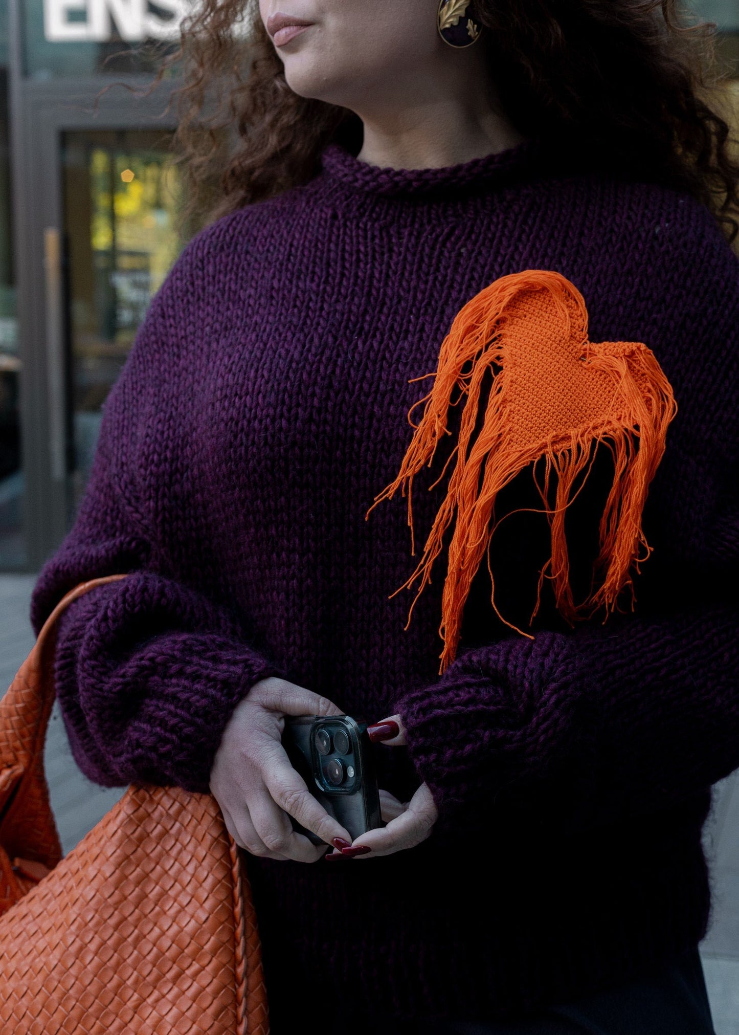One Size voluminous burgundy woolen sweater