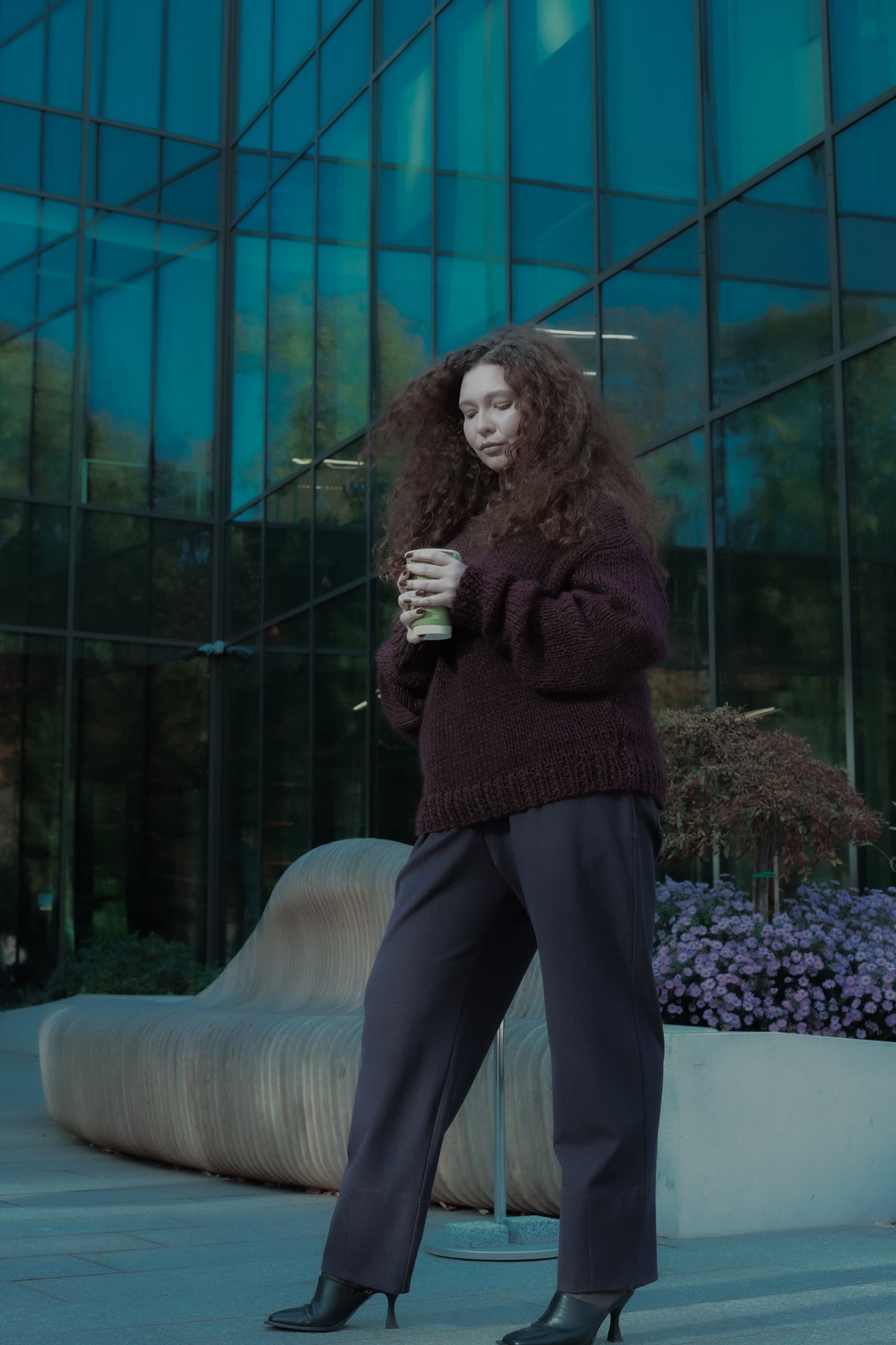 One Size voluminous burgundy woolen sweater
