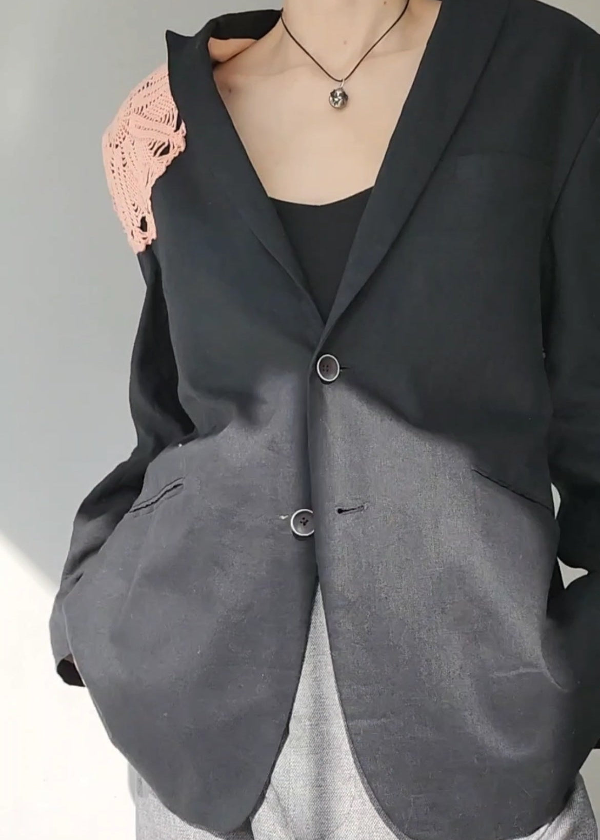 Jacket-shirt black linen
