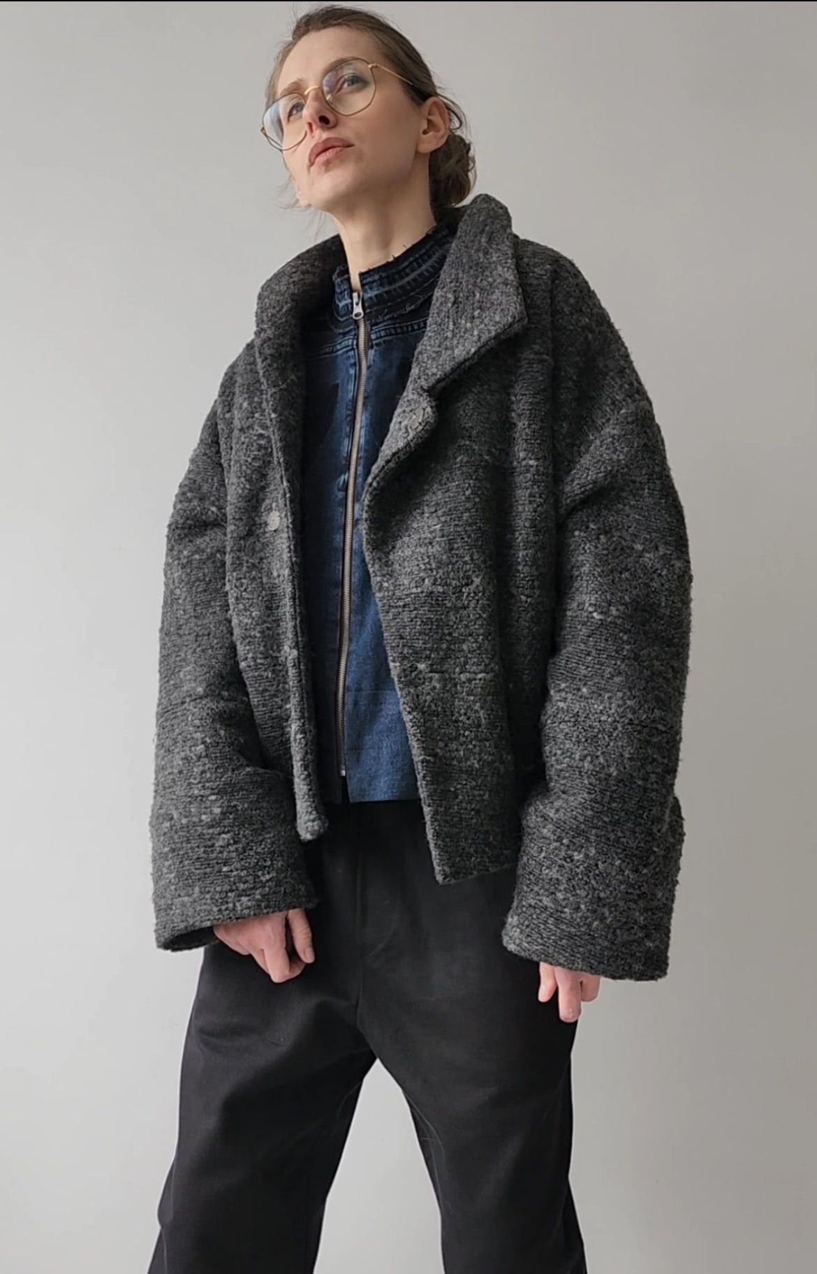 Short woolen coat, thick knitwear