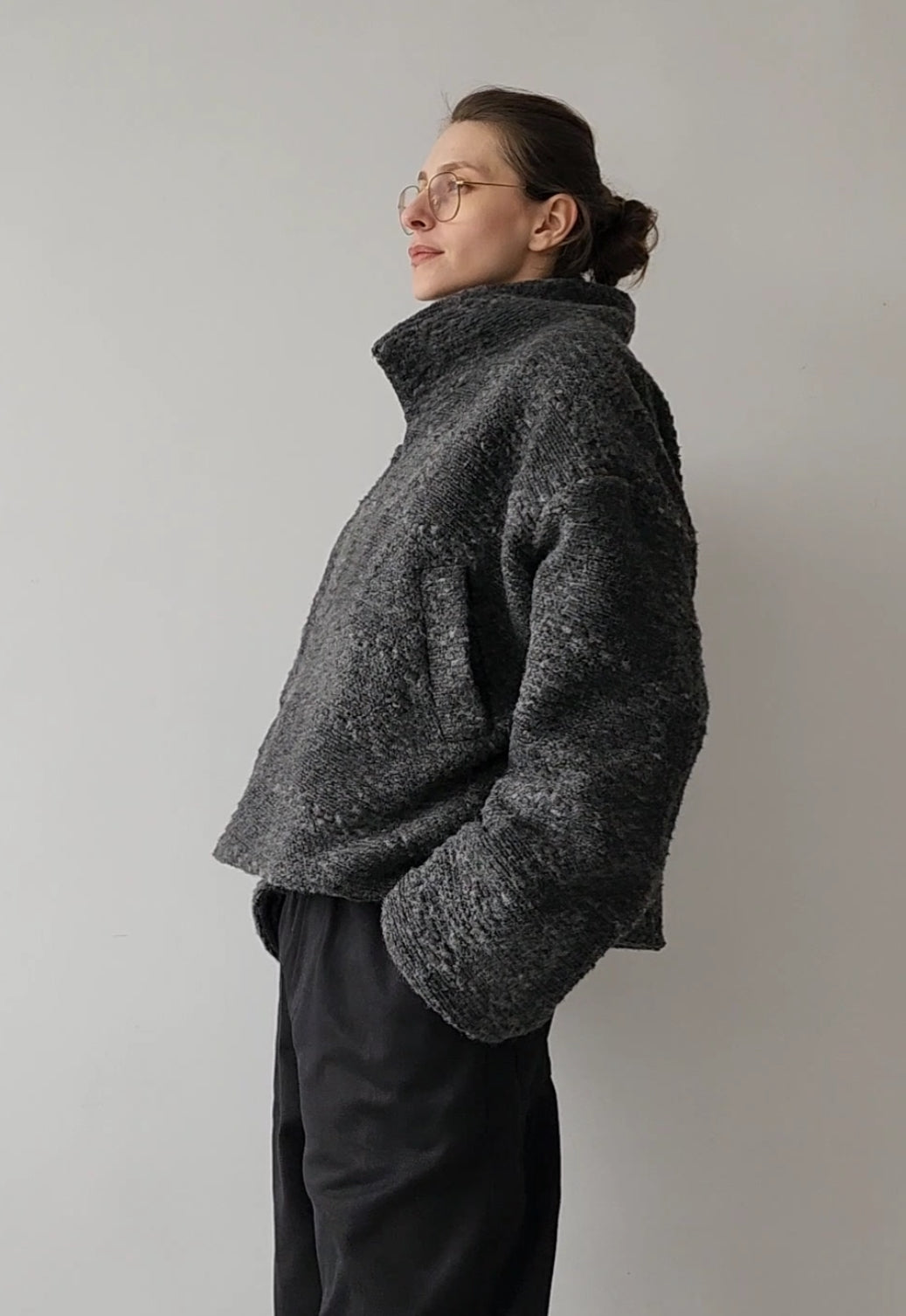 Short woolen coat, thick knitwear