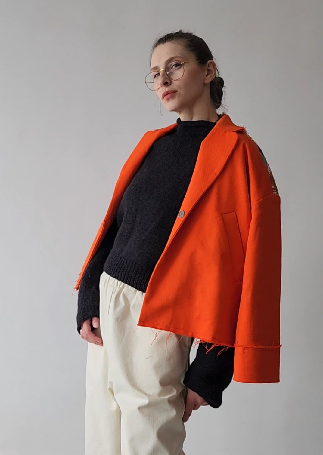 Hand-dyed gray cotton coat-jacket