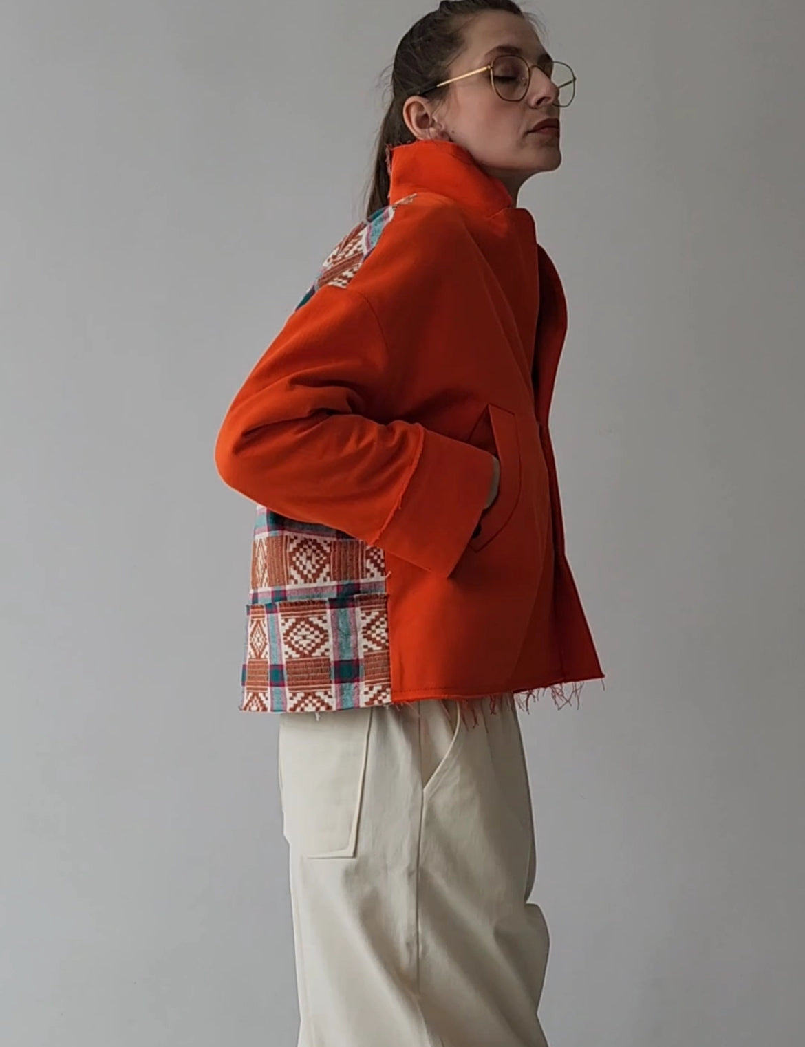 Hand-dyed gray cotton coat-jacket