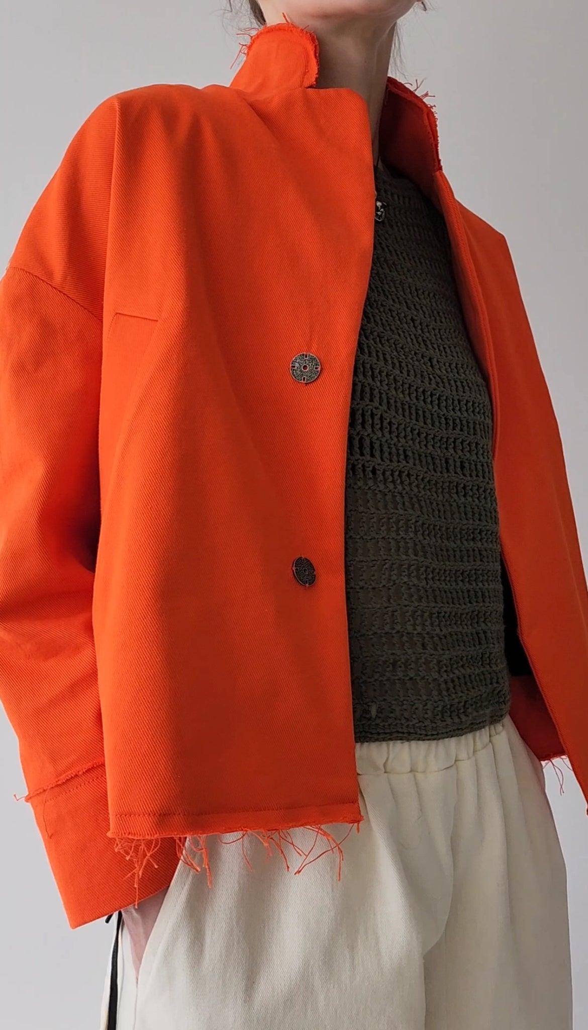 Hand-dyed gray cotton coat-jacket
