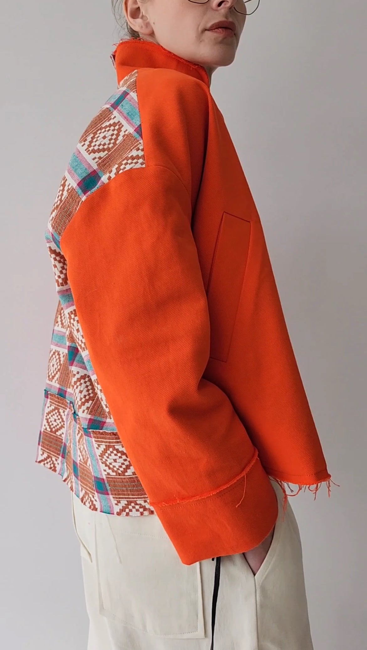 Hand-dyed gray cotton coat-jacket