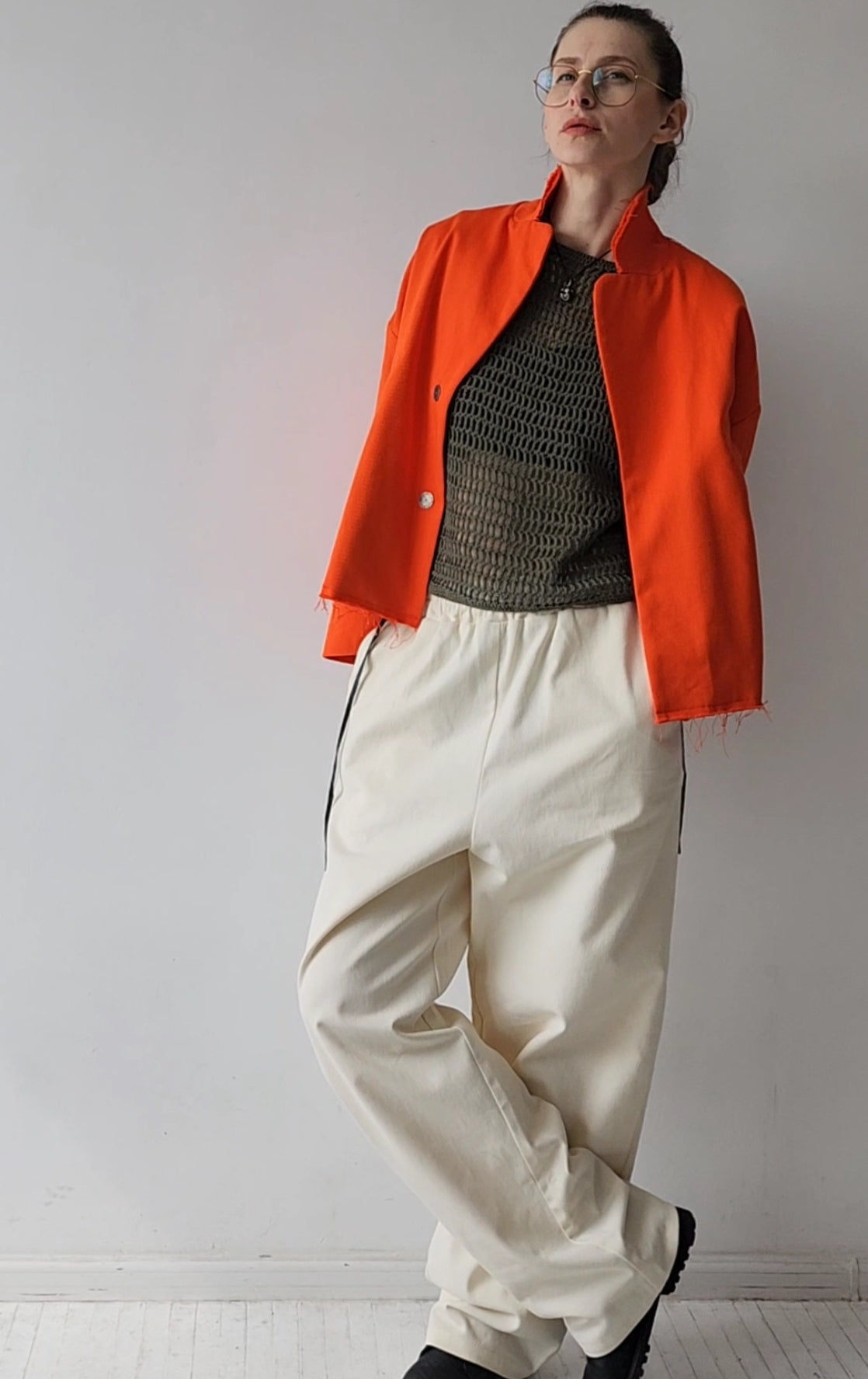 Hand-dyed gray cotton coat-jacket