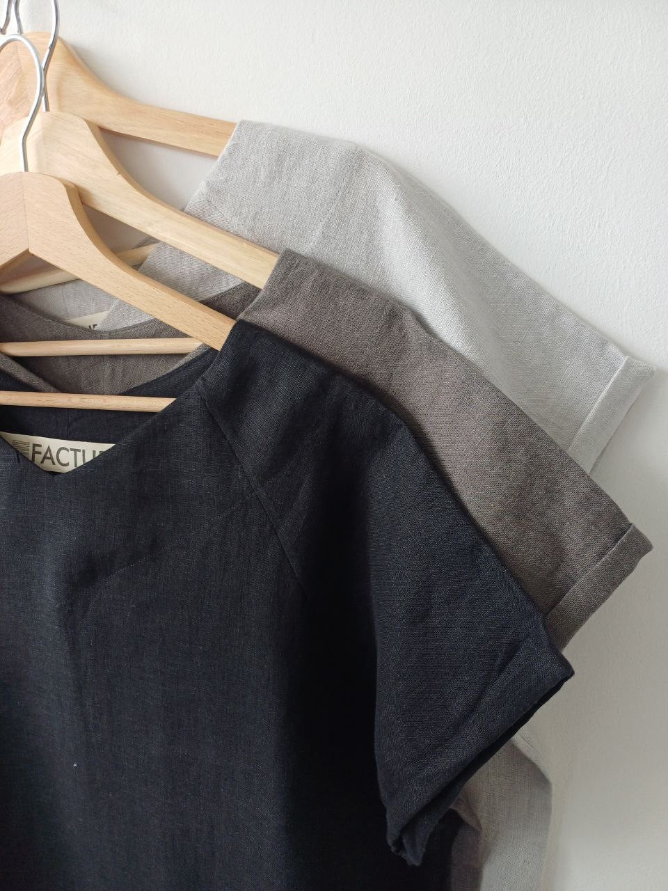 Black raglan linen blouse