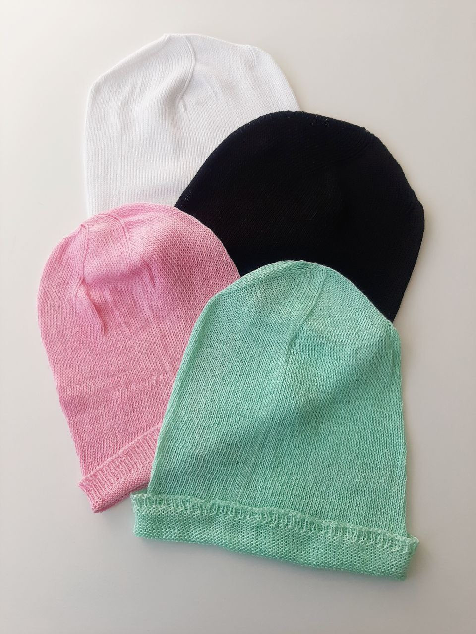 Summer cotton white hat with a turn-up