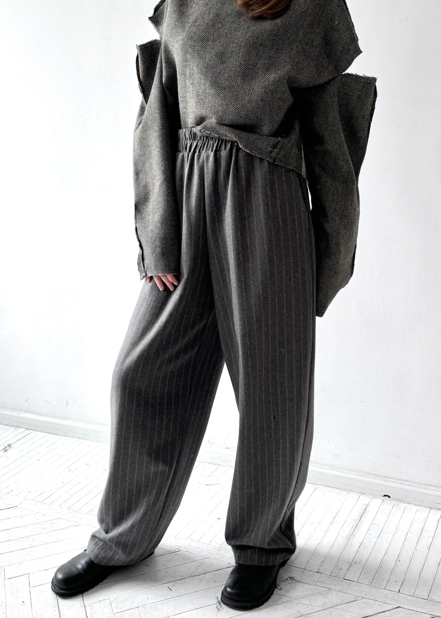 Dark gray wool boyfriends
