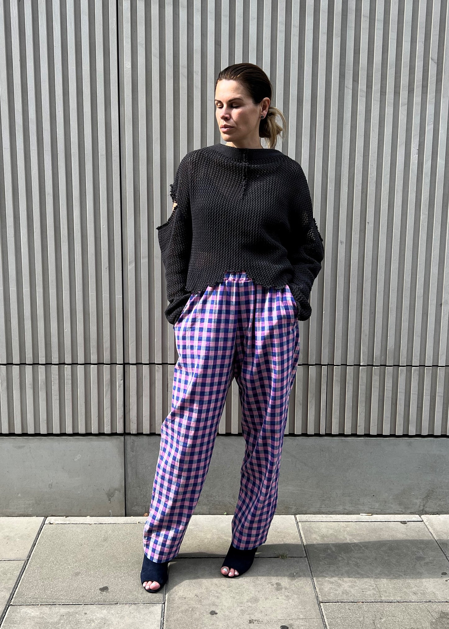 Recycle sweater - cotton mesh graphite