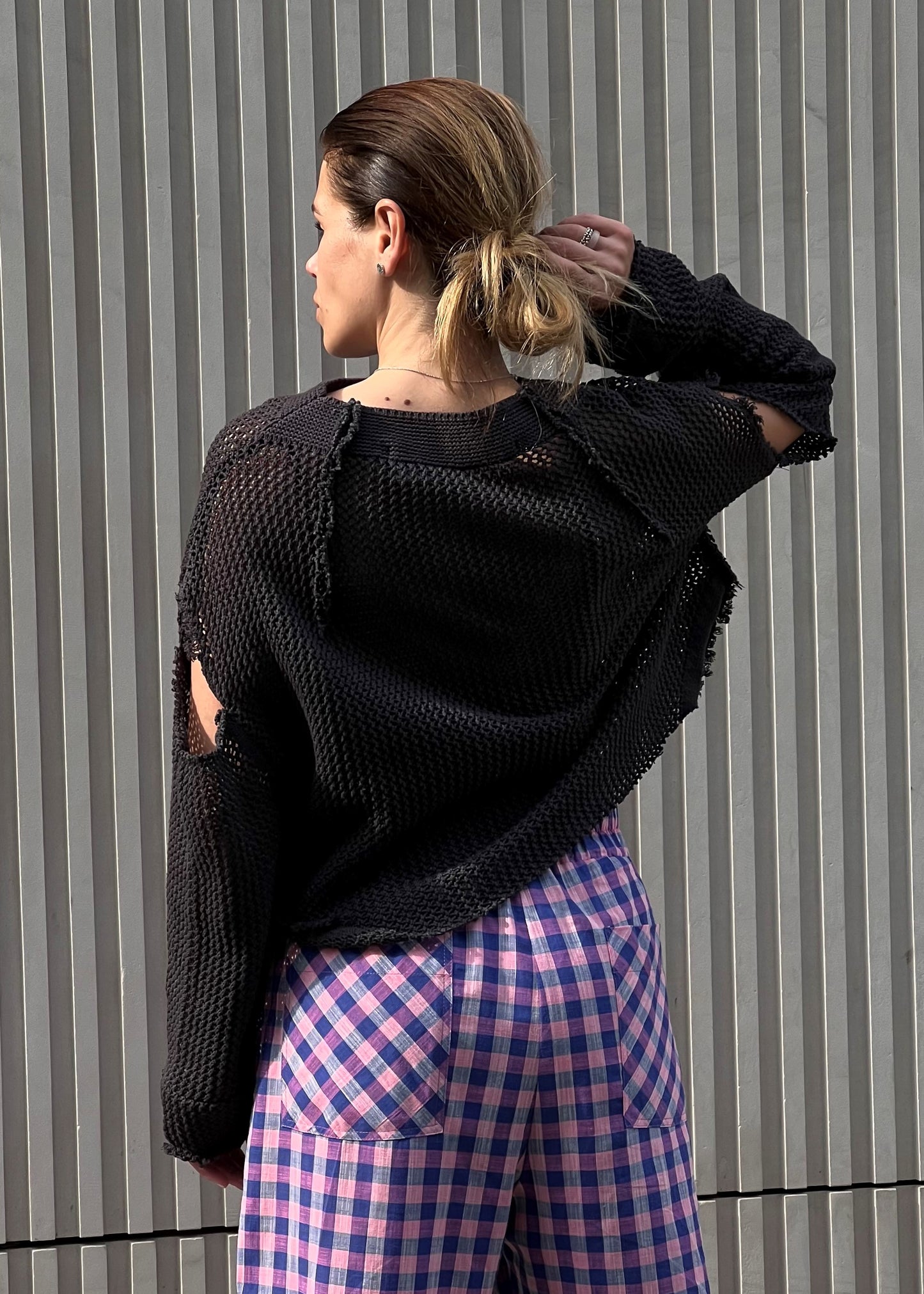 Recycle sweater - cotton mesh graphite