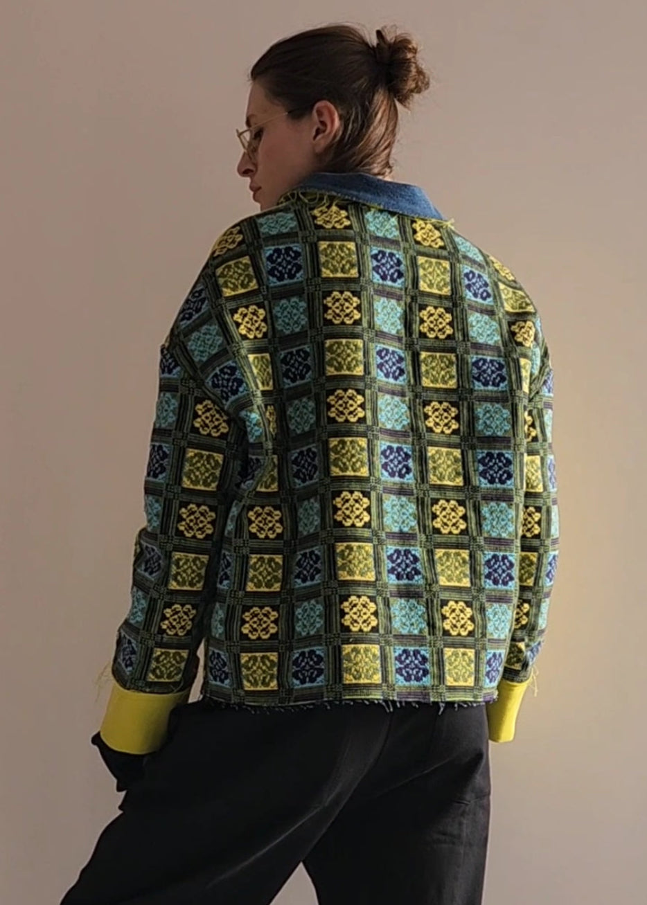 Hand-dyed gray cotton coat-jacket