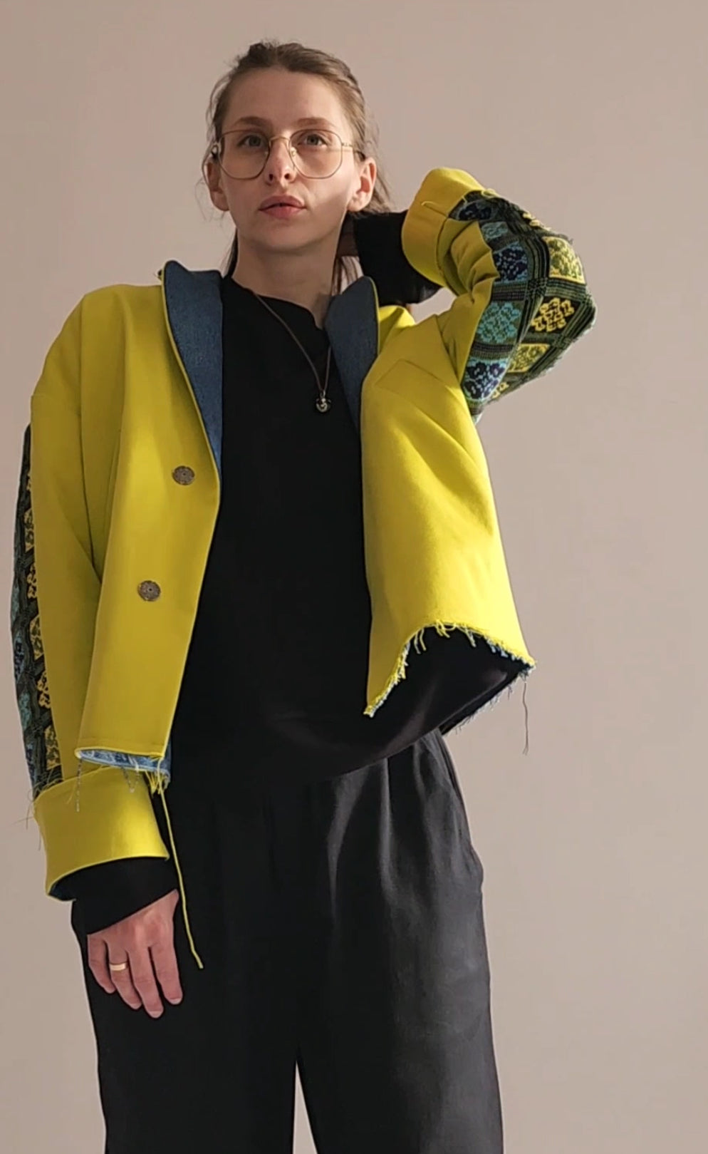 Hand-dyed gray cotton coat-jacket