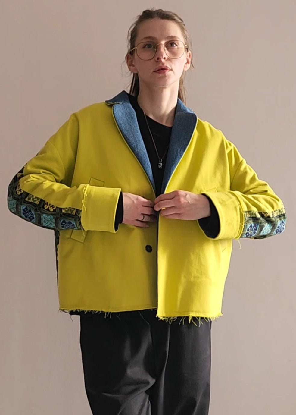 Hand-dyed gray cotton coat-jacket