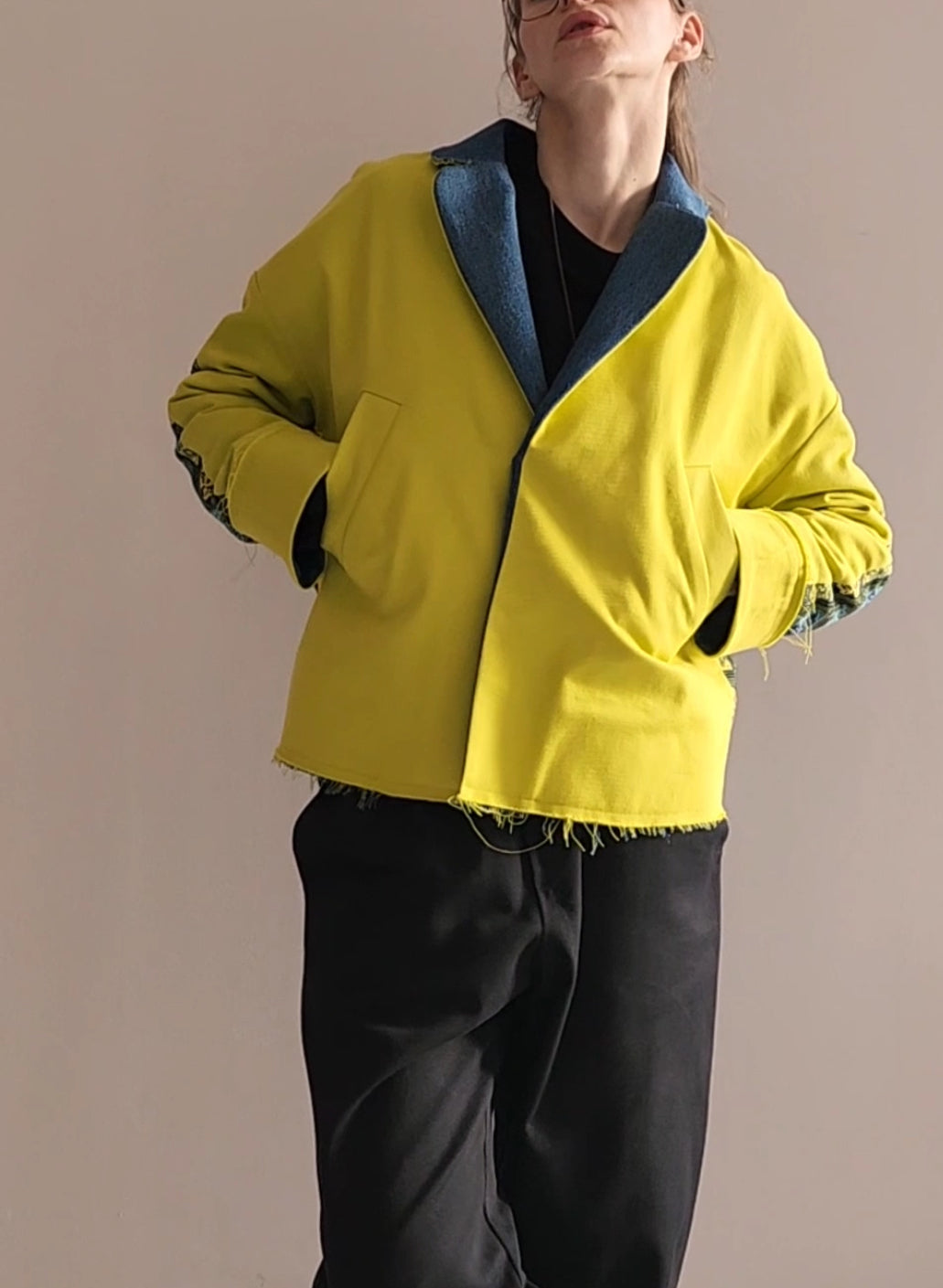 Hand-dyed gray cotton coat-jacket