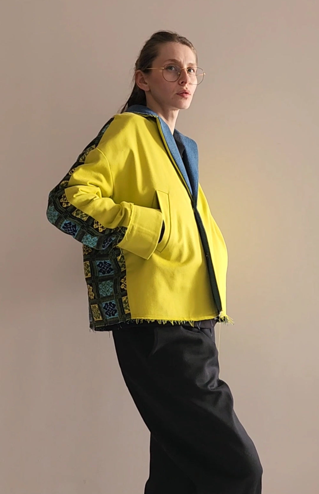 Hand-dyed gray cotton coat-jacket