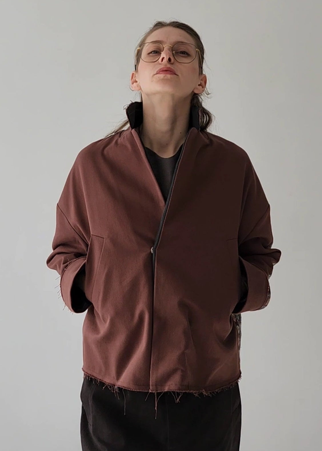 Hand-dyed gray cotton coat-jacket