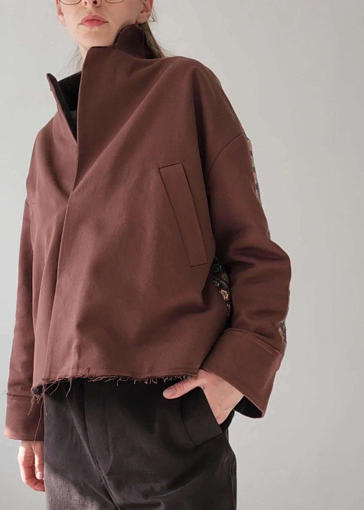 Hand-dyed gray cotton coat-jacket