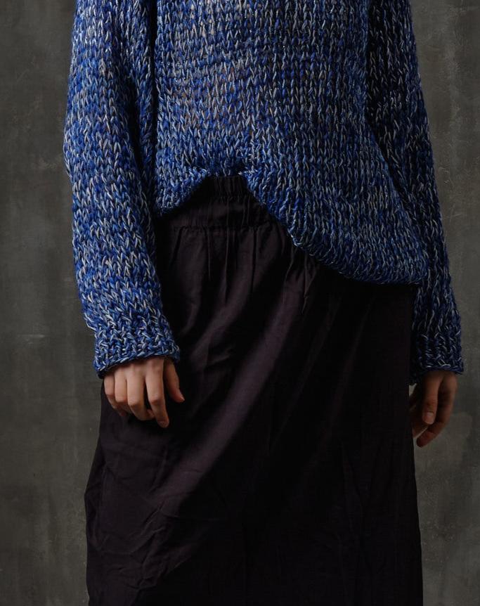 Blue handcrafted melange cotton sweater