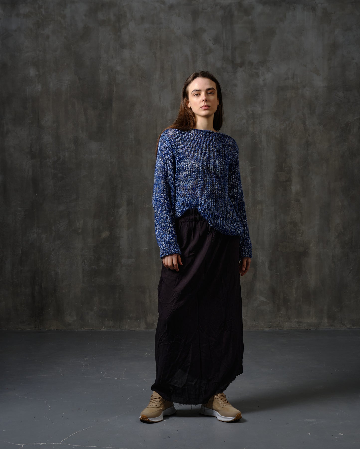 Long cotton light black skirt