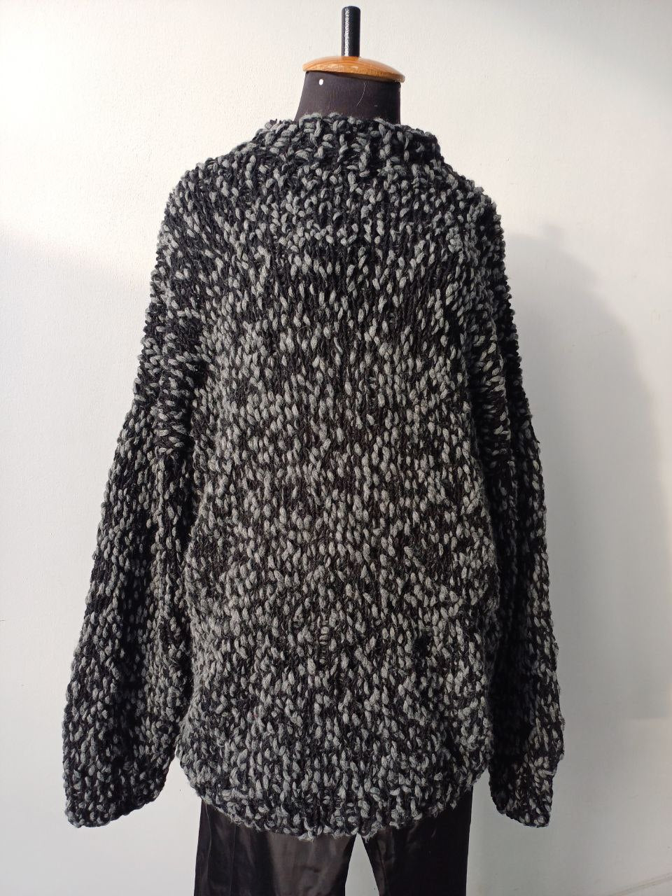 Sweater Retro long woolen red bouclé