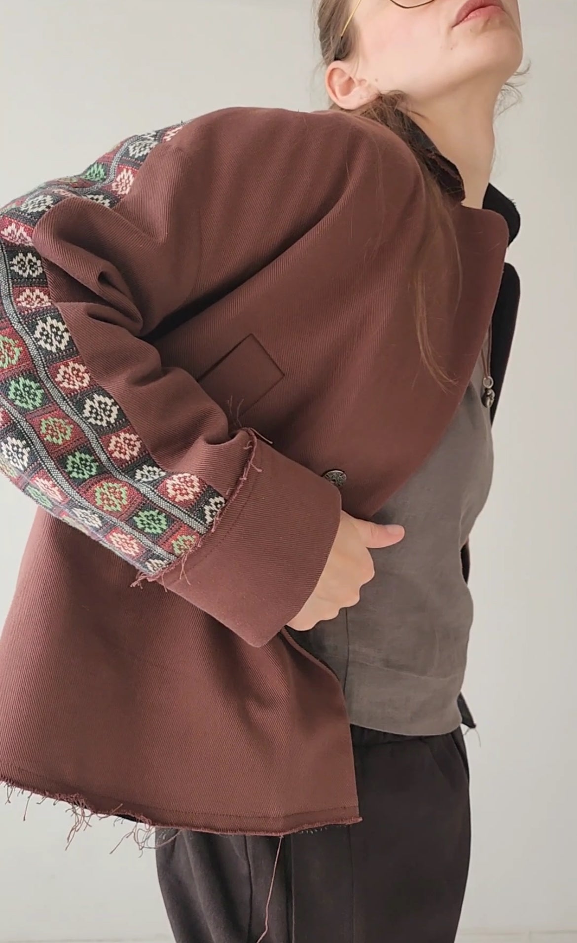 Hand-dyed gray cotton coat-jacket
