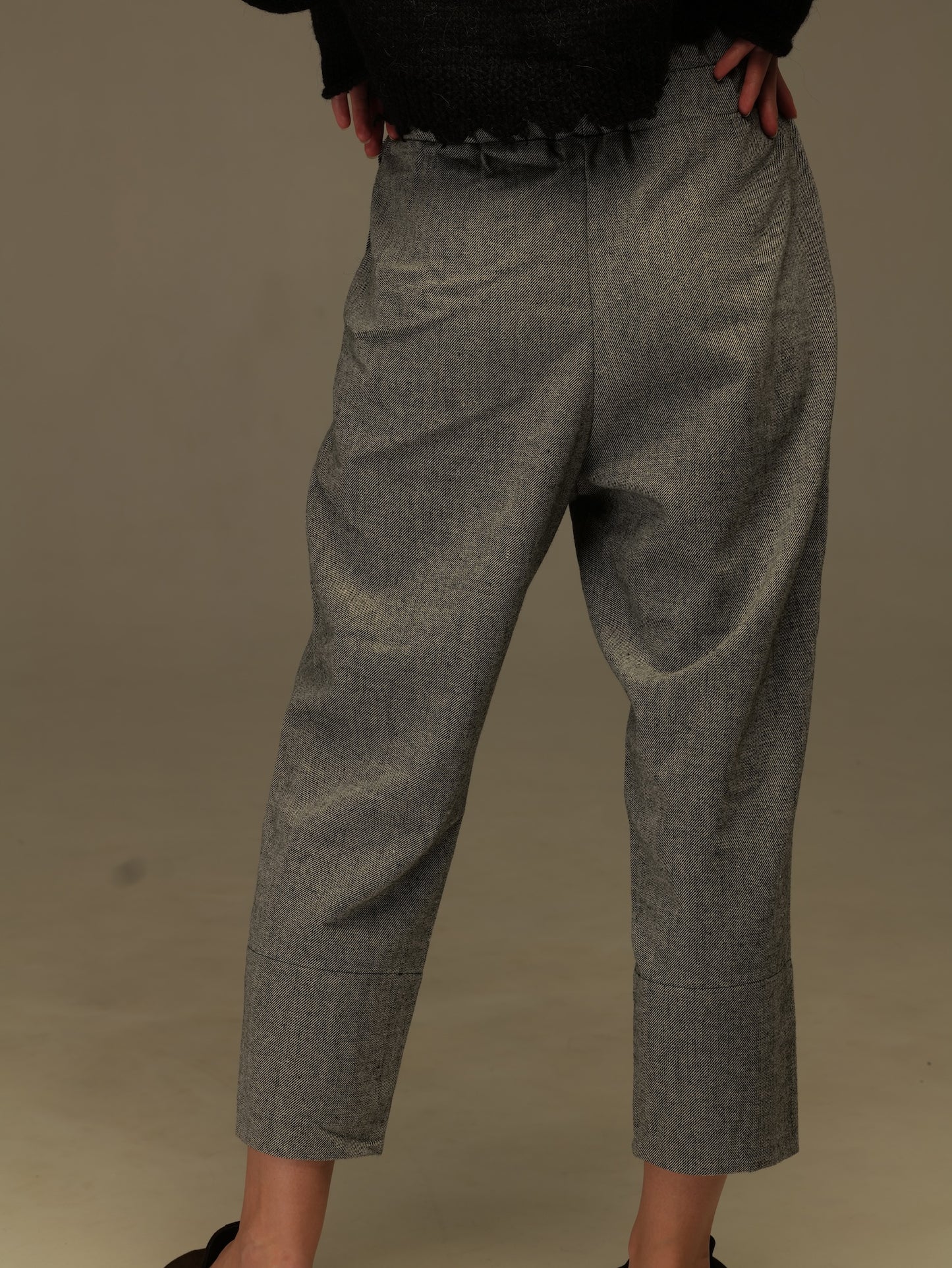 Light gray wool trousers, high waist