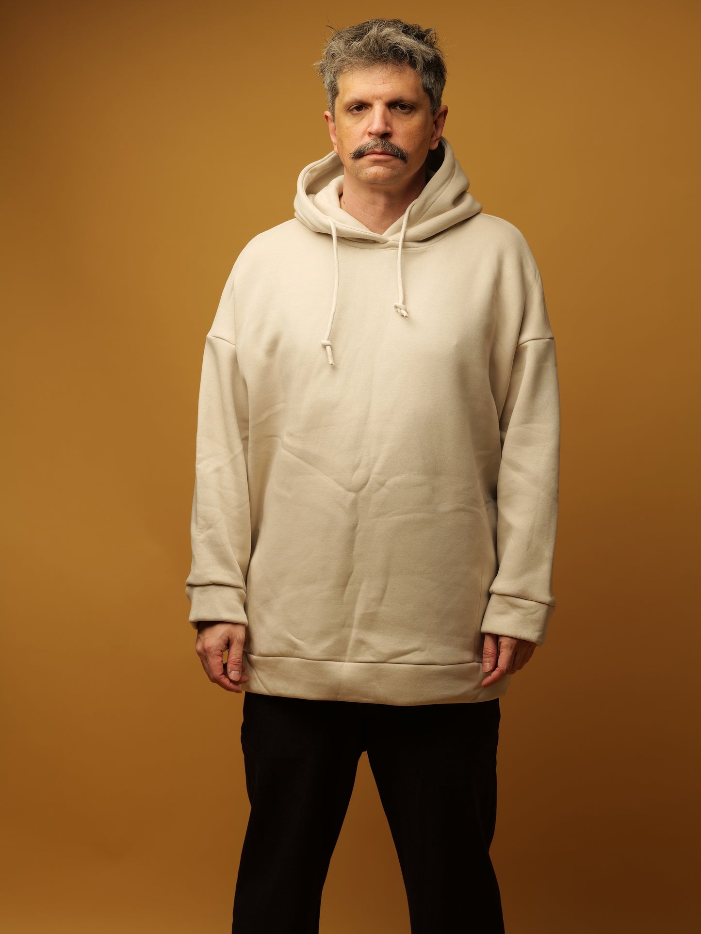 White oversize hoodie with ethnic decoration