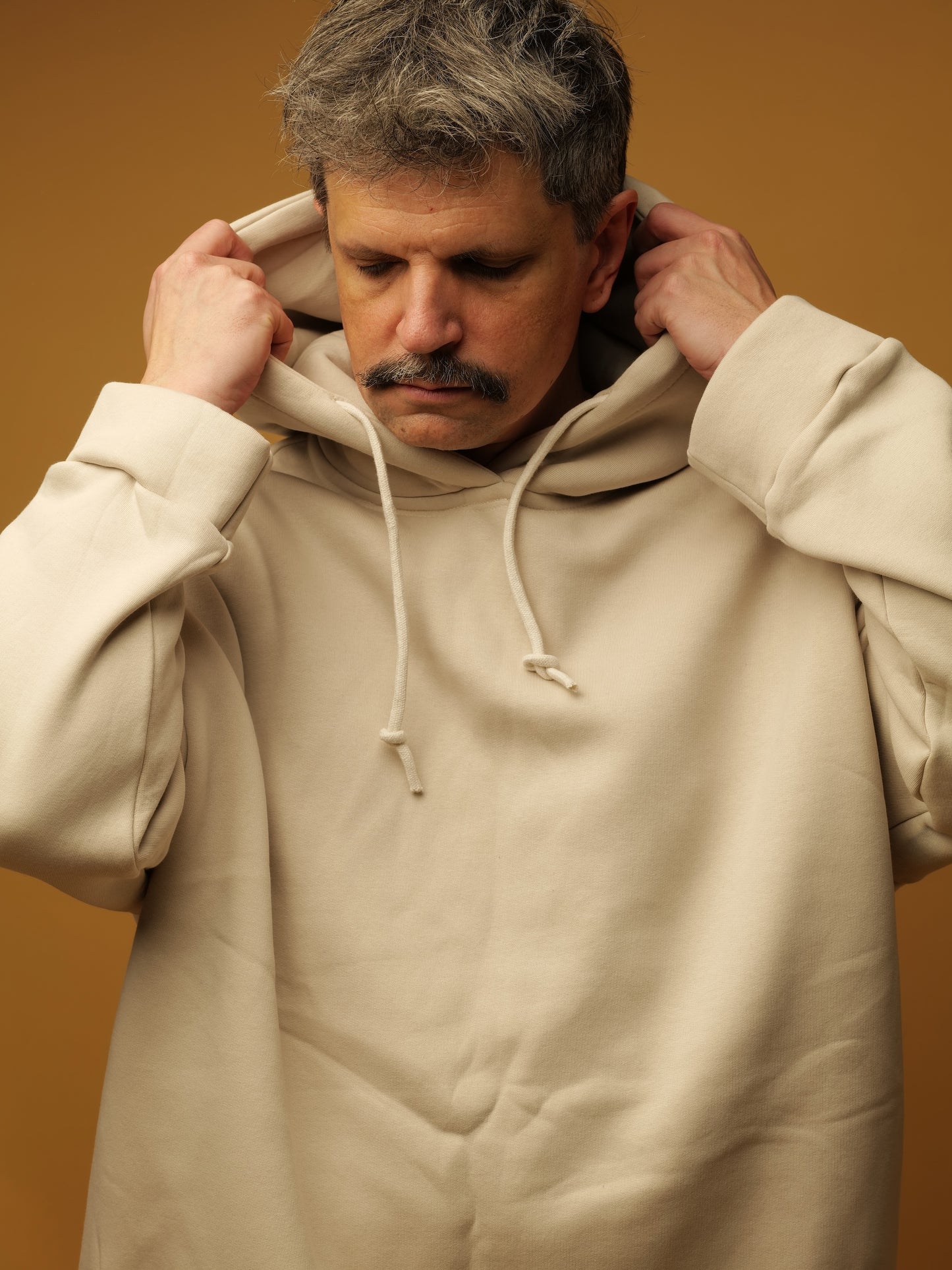 White oversize hoodie with ethnic decoration