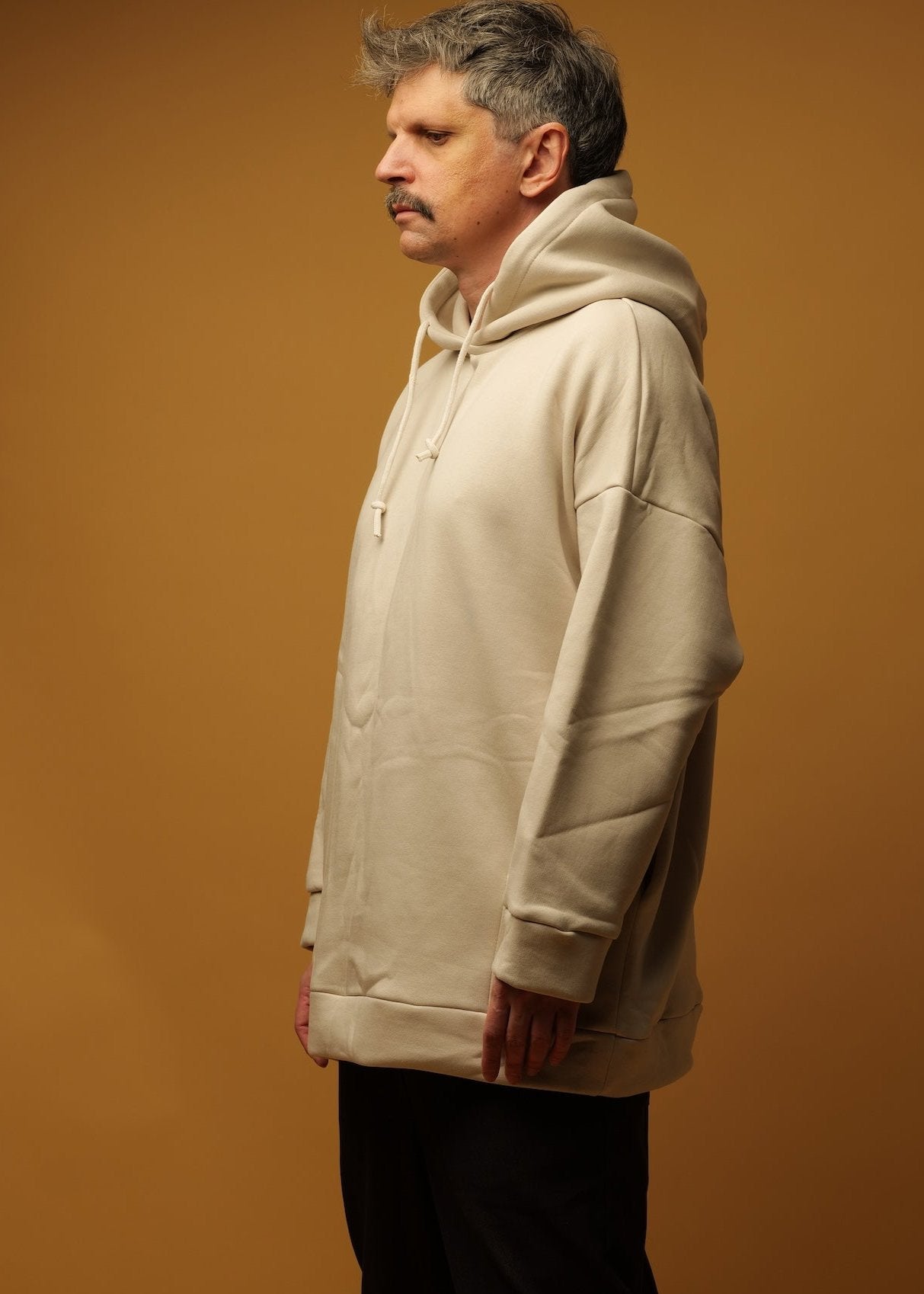 White oversize hoodie with ethnic decoration