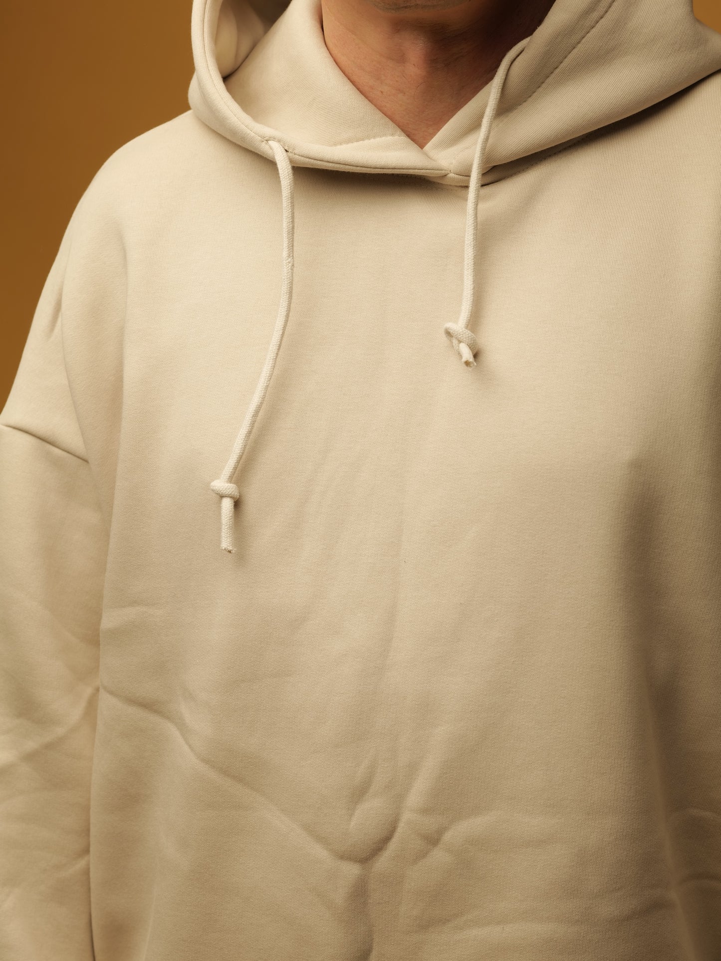 White oversize hoodie with ethnic decoration