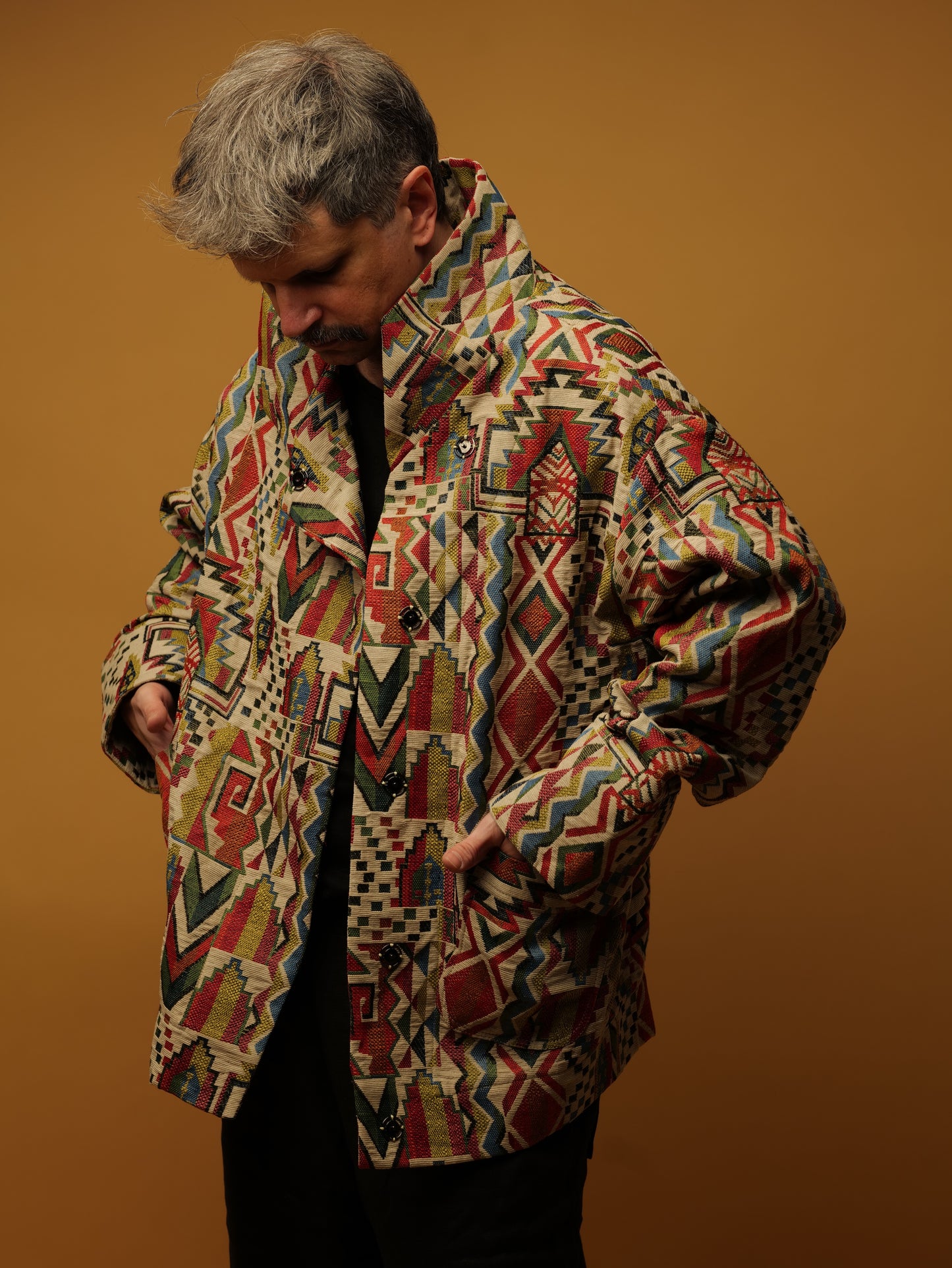 Unisex coat, geometric pattern, 2 colors