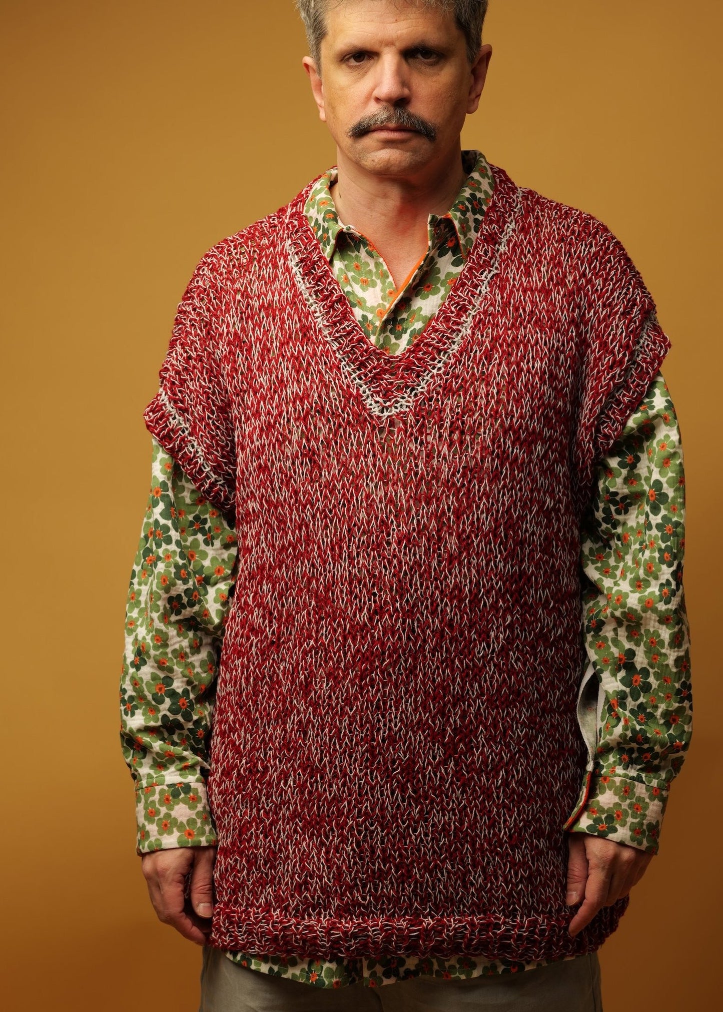 Retro long woolen vest for men
