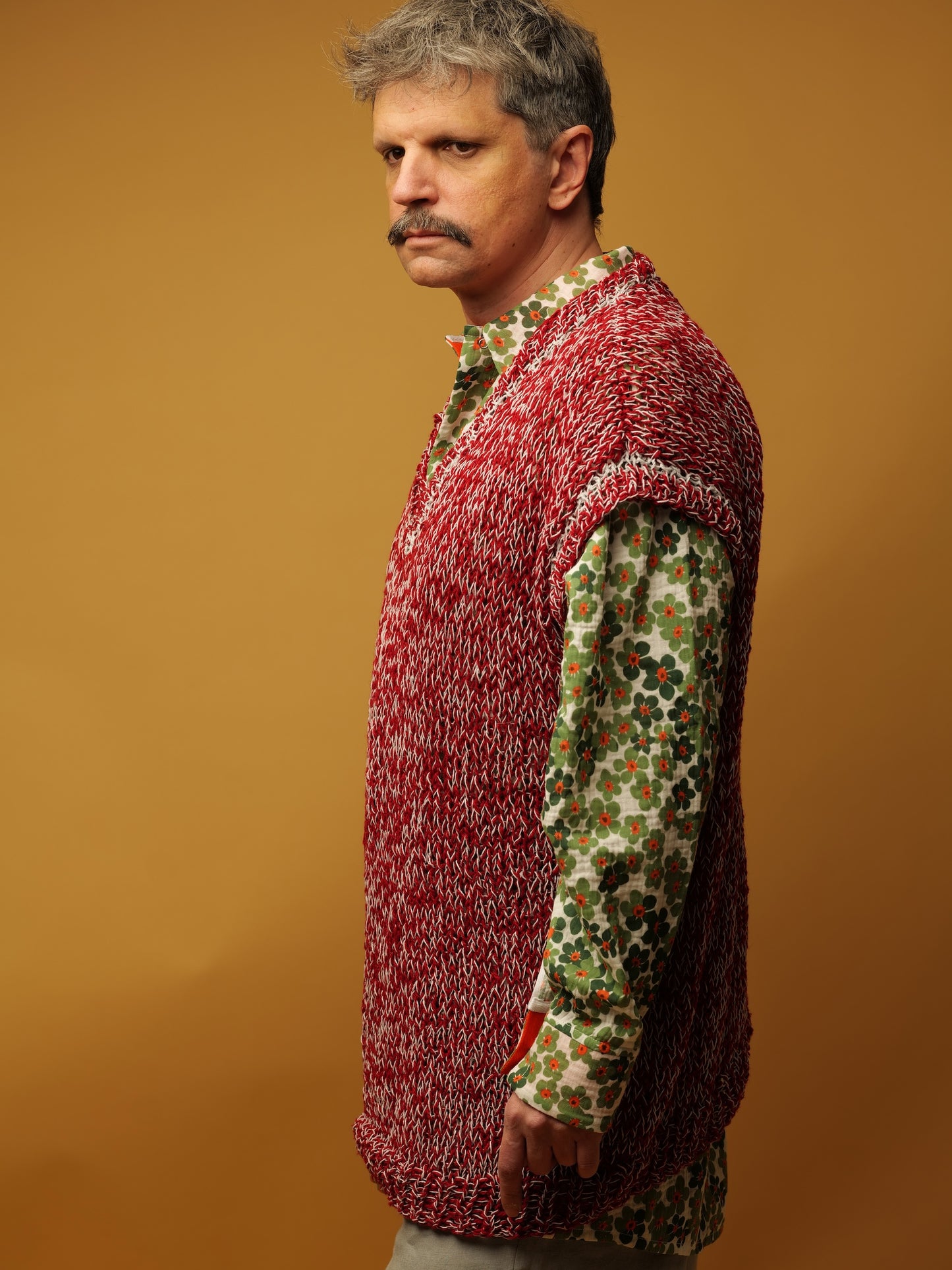 Retro long woolen vest for men