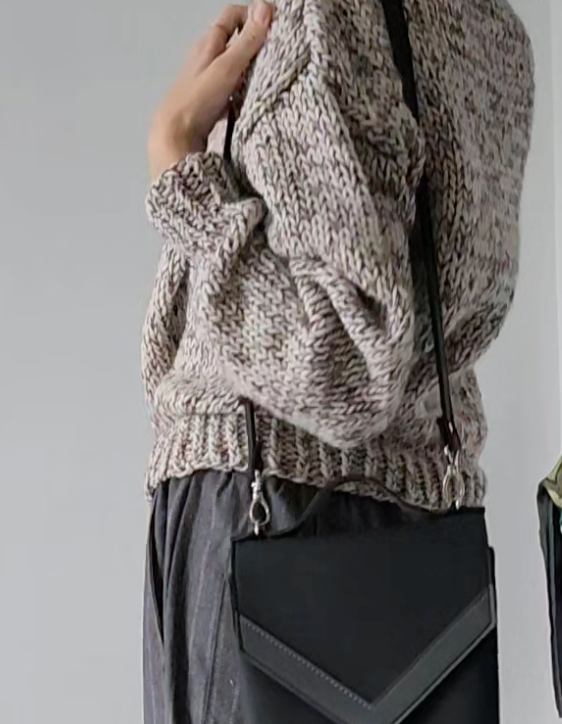 Short light melange woolen sweater