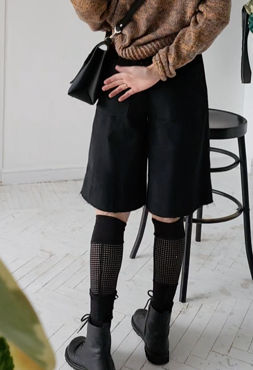 Dark brown cotton culottes