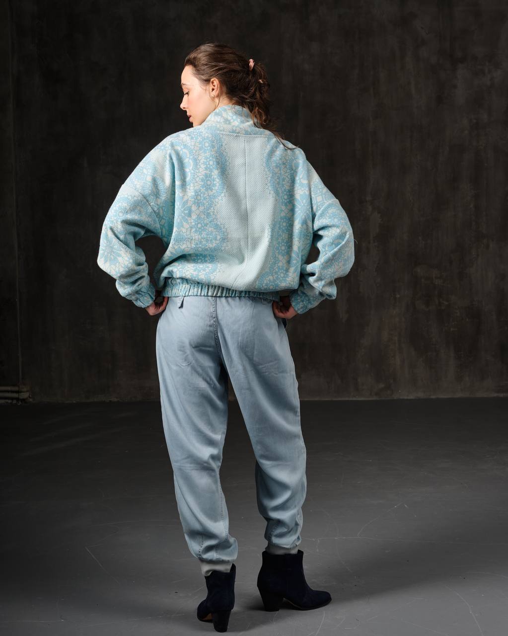 Sweatshirt "adidaska" recycling blue with a zipper