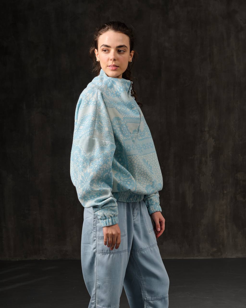 Sweatshirt "adidaska" recycling blue with a zipper