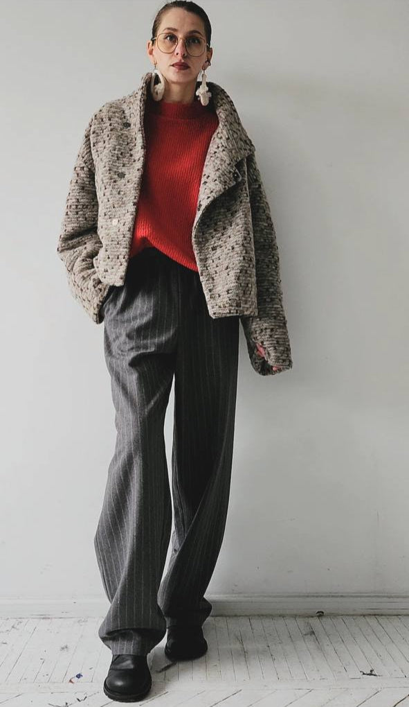 Short woolen coat, thick knitwear